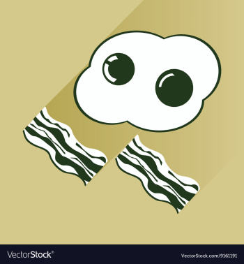 Flat with shadow Icon scrambled eggs and bacon vector image Flat with shadow Icon scrambled eggs and bacon vector image