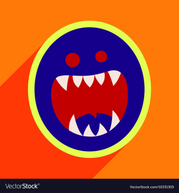 Flat with shadow Icon toothy monster bright vector image Flat with shadow Icon toothy monster bright vector image