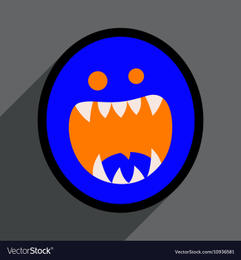 Flat with shadow Icon toothy monster bright vector image Flat with shadow Icon toothy monster bright vector image