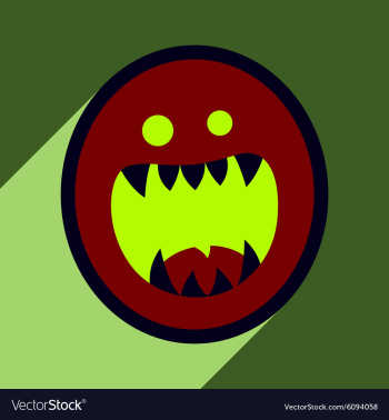Flat with shadow Icon toothy monster bright vector image Flat with shadow Icon toothy monster bright vector image