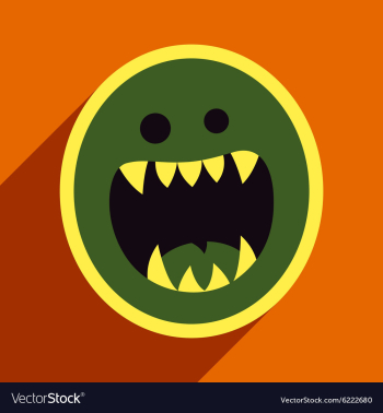 Flat with shadow Icon toothy monster bright vector image Flat with shadow Icon toothy monster bright vector image