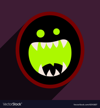 Flat with shadow Icon toothy monster bright vector image Flat with shadow Icon toothy monster bright vector image