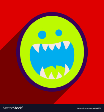 Flat with shadow Icon toothy monster bright vector image Flat with shadow Icon toothy monster bright vector image