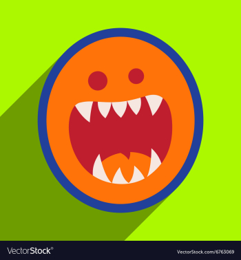 Flat with shadow Icon toothy monster bright vector image Flat with shadow Icon toothy monster bright vector image