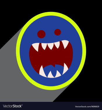 Flat with shadow Icon toothy monster bright vector image Flat with shadow Icon toothy monster bright vector image