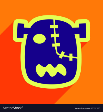 Flat with shadow Icon Zombie head on a bright vector image Flat with shadow Icon Zombie head on a bright vector image