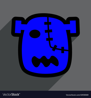 Flat with shadow Icon Zombie head on a bright vector image Flat with shadow Icon Zombie head on a bright vector image