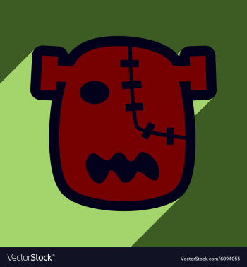 Flat with shadow Icon Zombie head on a bright vector image Flat with shadow Icon Zombie head on a bright vector image