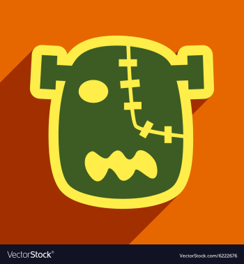 Flat with shadow Icon Zombie head on a bright vector image Flat with shadow Icon Zombie head on a bright vector image