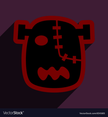 Flat with shadow Icon Zombie head on a bright vector image Flat with shadow Icon Zombie head on a bright vector image
