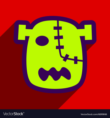 Flat with shadow Icon Zombie head on a bright vector image Flat with shadow Icon Zombie head on a bright vector image