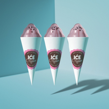 Floating ice cream mockup Free Psd