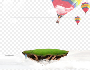 Floating island Hot air balloon Wallpaper - Floating island Floating island Hot air balloon Wallpaper - Floating island