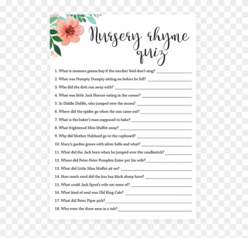 Floral Baby Shower Nursery Rhyme Quiz Printable Littlesizzle - Baby Shower Floral Baby Shower Nursery Rhyme Quiz Printable Littlesizzle - Baby Shower