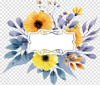 Floral background illustration, Euclidean Computer file, Watercolor small yellow flower invitation letter transparent background PNG clipart