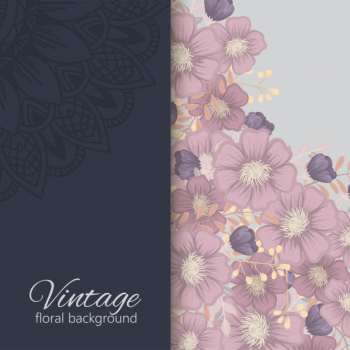 Floral border background  dark flowers frame Free Vector