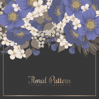 Floral border background - light blue flowers Free Vector