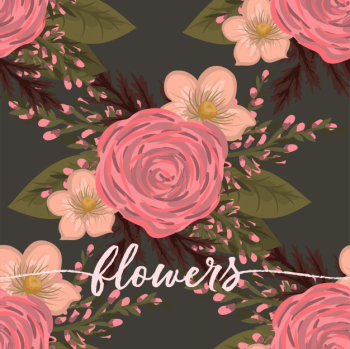 Floral bouquet vector pattern with flowers and leaves