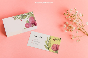 Floral business card mockup