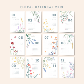 Floral calendar mockup Floral calendar mockup