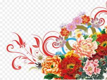 Floral design Flower Clip art - Peony flower corner 