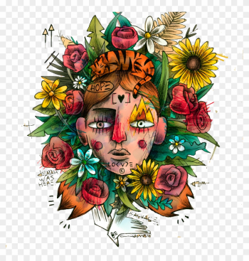 Floral Design Halloween Flower Wreath Illustration - Floral Design Halloween Flower Wreath Illustration