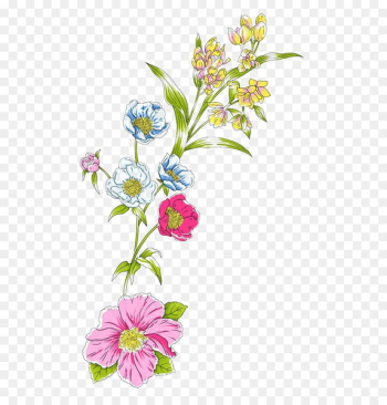 Floral design Watercolor painting - Colorful floral decoration material 