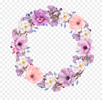 Floral Design Watercolor Painting Flower Clip Art - Purple Watercolor Wreath Png