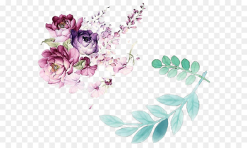 Floral design Watercolor painting Flower - Watercolor flower leaves decorated 