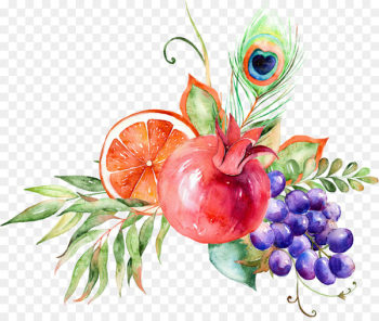 Floral design Watercolor painting Pomegranate Auglis Flower - Watercolor floral decoration 