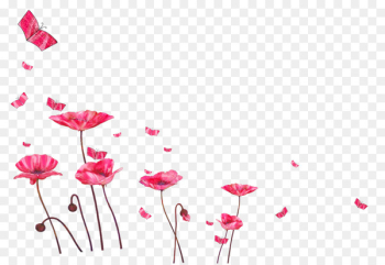 Floral design Watercolor painting - Red watercolor hand painted floral decoration pattern 