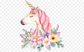 Floral design Watercolor painting Unicorn Digital art Image - unicorn 