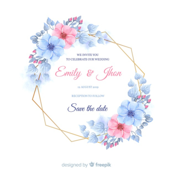 Floral frame wedding invitation template Free Vector