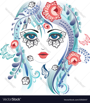 Floral girl face vector image Floral girl face vector image