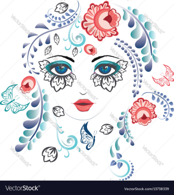 Floral girl face vector image Floral girl face vector image