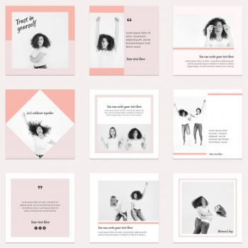 Floral instagram post collection Free Psd