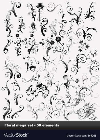 Floral mega set vector image Floral mega set vector image