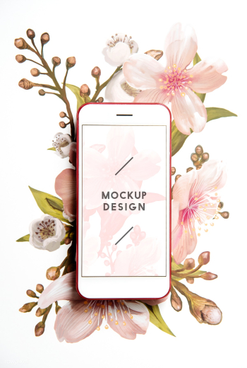 Floral mobile phone screen mockup | Free stock psd mockup - 527503