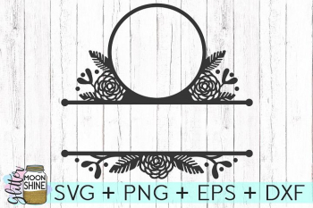 Floral Split Monogram Frame SVG DXF PNG EPS Cutting Files Floral Split Monogram Frame SVG DXF PNG EPS Cutting Files