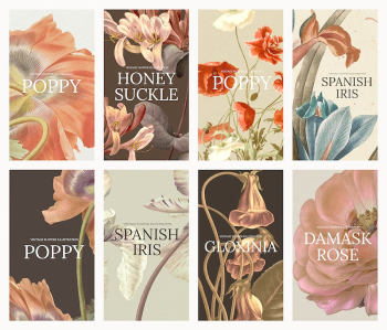 Floral template psd illustration set, | Free PSD - rawpixel