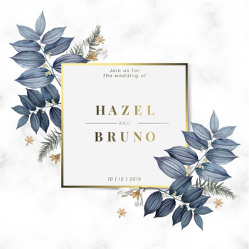 Floral wedding invitation card design vector