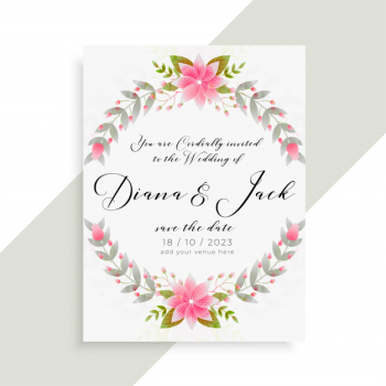 Floral wedding invitation card elegant template Floral wedding invitation card elegant template