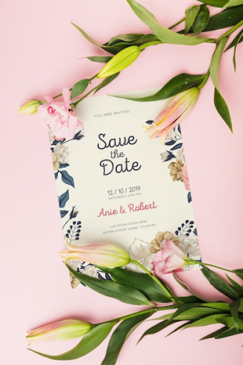 Floral wedding invitation mockup Floral wedding invitation mockup