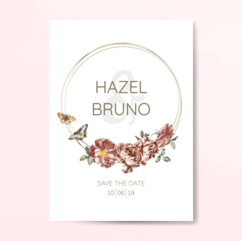 Floral wedding invitation mockup vector Floral wedding invitation mockup vector