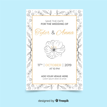 Floral wedding invitation template Free Vector Floral wedding invitation template Free Vector