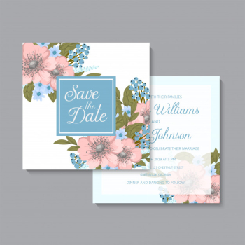 Floral wedding   light blue and pink floral Free Vector