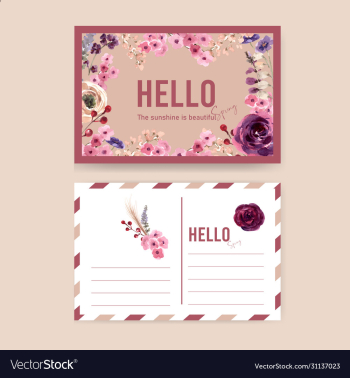 floral wine postcard design with mouquet rowan