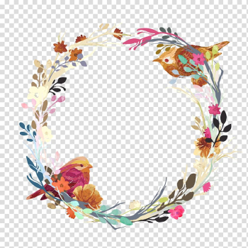 Floral wreath artwork, Wedding invitation Flower Euclidean Wreath, love nest transparent background PNG clipart