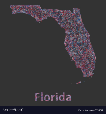 Florida line art map vector image Florida line art map vector image