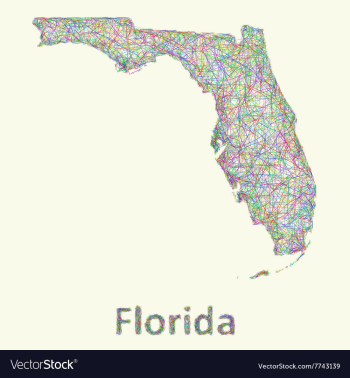 Florida line art map vector image Florida line art map vector image